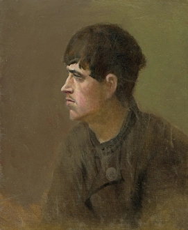 Ladislav Prints: Half-Figure of a Young Man from Profile, 1880-1900. Creator: Ladislav Mednyanszky