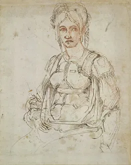 Michelangelo 1475 1564 Prints: Half-length figure of a woman (Portrait of Vittoria Colonna)