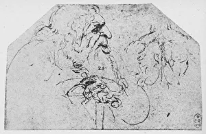 Grumpy Prints: Half-Length of an Old Man Leaning on a Stick, c1480 (1945). Artist: Leonardo da Vinci
