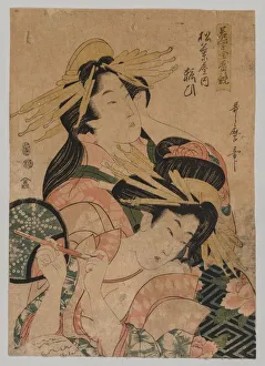 Kitagawa Utamaro Japanese Prints: Half-length Portrait of Two Courtesans, 1753-1806. Creator: Unknown
