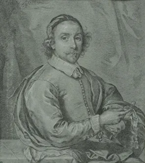 Watch Prints: Half-Length Portrait of a Man Holding a Watch. Creator: Unknown