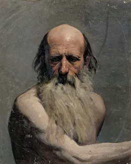 Half-length portrait of an old man (academy exercise), 1863. Creator: Adolf von Becker