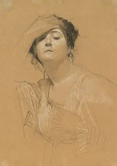 Gustav 1862 1918 Prints: Half-Length Portrait of a Woman with Her Hand on Her Forehead