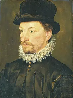Neck Ruff Prints: Half-length Portrait of a Young Man, c1570-1590. Creator: French Master c1550/1600