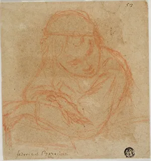 Bologna Prints: Half Length Sketch of Girl with Crossed Arms, n.d. Creators: Unknown, Bartolomeo Schedoni