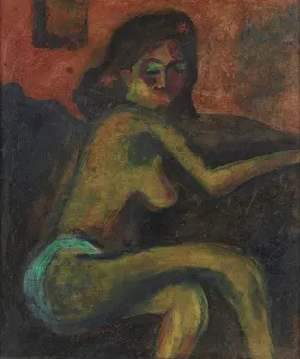 Pechstein Prints: Half-naked woman. Creator: Pechstein, Hermann Max (1881-1955)