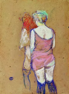 Brothel Gallery: Two Half-Naked Women Seen from behind