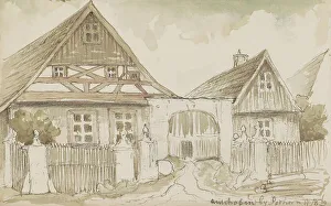 Half Timbered Prints: Half-timbered house at the Podhorn mountain in Marienbad