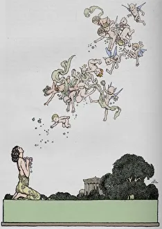 Half title to A Midsummer Nights Dream, 1914. Artist: W Heath Robinson Half title to A Midsummer Nights Dream, 1914. Artist: W Heath Robinson