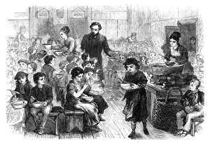 Parson Prints: Halfpenny dinners for poor children in East London, 1870. Creator: Unknown