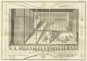 Book Art Collection: The hall of audience of the Dutch Ambassadors. (From The History of Japan by Engelbert Kaempfer)