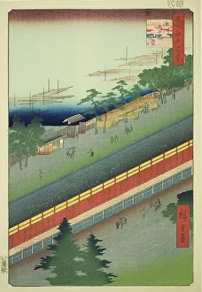 The Hall of Thirty-three Bays at Fukagawa (Fukagawa Sanjusangendo), from the series... 1857. Creator: Ando Hiroshige