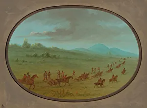 Nomadic Prints: Halseys Bluff - Sioux Indians on the March, 1861 / 1869. Creator: George Catlin