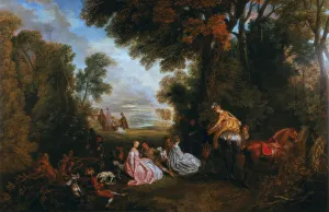 Men And Women Prints: The Halt During the Chase ( Rendez-vous de chasse )