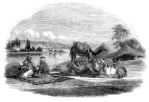 Beast Of Burden Prints: Halt by a Stream near El Arish, 1857. Creator: Unknown