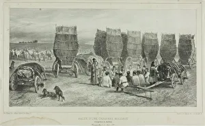 Halting Place of a Moldavian Caravan Transporting Coal, Bessarabia, August 5, 1837, 1840. Creator: Auguste Raffet