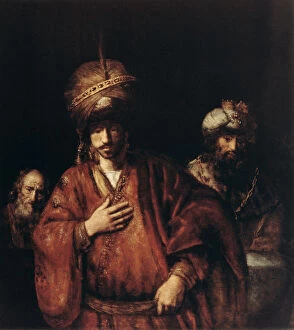Images Dated 17th August 2005: Haman Recognizes His Fate, c1665. Artist: Rembrandt Harmensz van Rijn