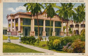 Cristobal Prints: Hamburg American Line Office at Cristobal, Canal Zone, c1920s