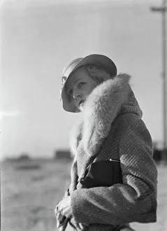 Stole Prints: Hamilton, Esther, standing outdoors, 1933 May. Creator: Arnold Genthe