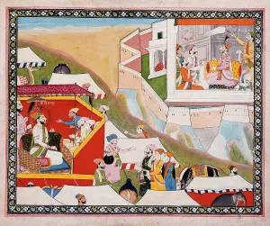 Rajah Prints: Hamir Receives Mehma, Folio from a Hamir Hath, c1840. Creator: Unknown
