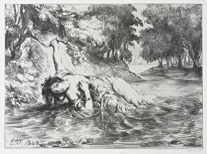 1798 1863 Prints: Hamlet: The Death of Ophelia, 1843. Creator: Eugene Delacroix (French, 1798-1863)