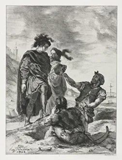 1798 1863 Prints: Hamlet: Hamlet and Horatio with the Grave Diggers, 1843. Creator: Eugene Delacroix (French