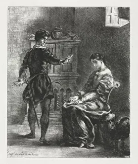 1798 1863 Prints: Hamlet: Hamlet and Ophelia, 1834. Creator: Eugene Delacroix (French, 1798-1863)
