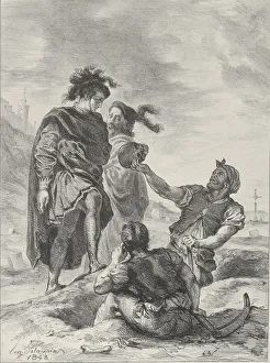 Villain Prints: Hamlet and Horatio before The Gravediggers, 1843. 1843. Creator: Eugene Delacroix