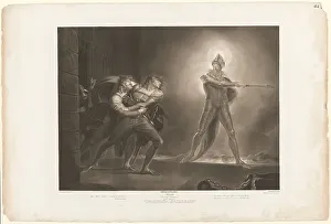 Alderman Boydell Prints: Hamlet, Horatio, Marcellus and the Ghost, 1796. Creator: Robert Thew