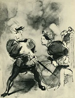 Wash Prints: Hamlet and Polonius, c1830s, 1943. Creator: Eugene Delacroix