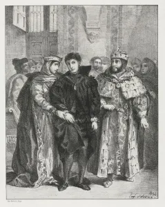 1798 1863 Prints: Hamlet: The Queen Endeavors to Console Hamlet, 1834. Creator: Eugene Delacroix (French