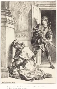 Unaware Prints: Hamlet is Tempted to Kill the King (Act III, Scene III), 1834 / 1843