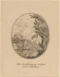 Etching With Engraving Prints: Hamlet between the Trees, probably c. 1645 / 1656. Creator: Allart van Everdingen