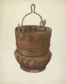 William Kieckhofel Prints: Hammered-Copper Bucket, 1938. Creator: William Kieckhofel