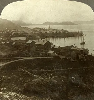 Finnmark Prints: Hammerfest. The worlds northernmost town - no sunset from May 13 to July 29, Norway, c1905