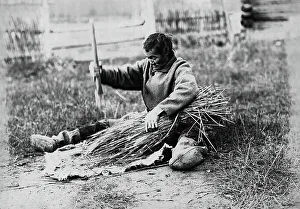 Hammering Prints: Hammering the sheaf, 1890. Creator: Unknown