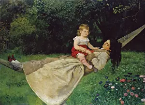 Relaxation Prints: In the Hammock, 1876. Creator: Hans Thoma