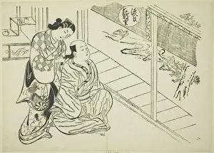 Torii School Prints: The Hanachirusato Chapter from The Tale of Genji (Genji Hanachirusato)