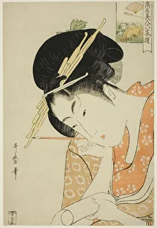 Clan Prints: Hanaogi of the Ogiya, from the series Renowned Beauties Likened to the Six Immortal
