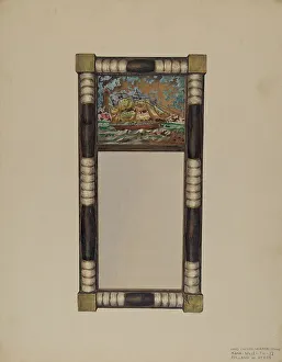 Hand Carved Mirror Frame, c. 1939. Creator: Rolland Ayres
