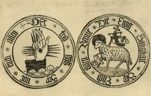 The Hand of God and Agnus Dei, 1915. Creator: Unknown The Hand of God and Agnus Dei, 1915. Creator: Unknown