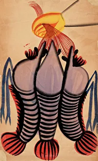Calcutta Prints: A Hand Holding Prawns, between 1875 and 1900. Creator: Unknown