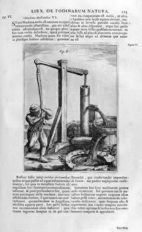 Athanasius Gallery: Hand hydraulic water pump, 1678. Artist: Athanasius Kircher