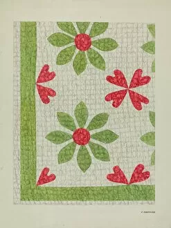 Pink Gallery: Hand Made Quilt, c. 1938. Creator: Florence Hastings