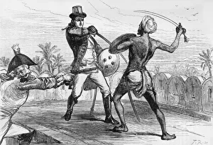 Galpin Prints: Hand-to-Hand Combat Between Mr. Shore and the Goojur, c1891. Creator: James Grant