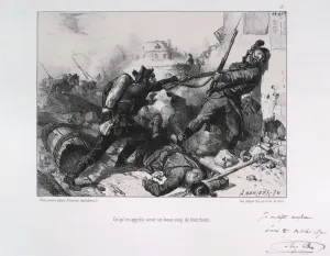Hand-to-hand fighting, Siege of Paris, Franco-Prussian War, 1870 (1871). Artist: Auguste Bry Hand-to-hand fighting, Siege of Paris, Franco-Prussian War, 1870 (1871). Artist: Auguste Bry