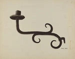 Hand Wrought Iron Candlestick, c. 1938. Creator: Emile Cero