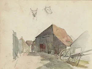 Handcart Prints: Handcart and barn, 1822-1893. Creator: Willem Troost II