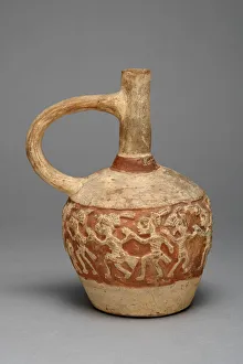 Deceased Prints: Handeled Jar with a Painted Relief Depicting a Procession of Deceased Figures