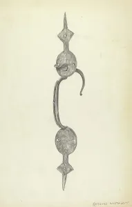 Door Handle Prints: Handle, c. 1939. Creator: Bernard Westmacott